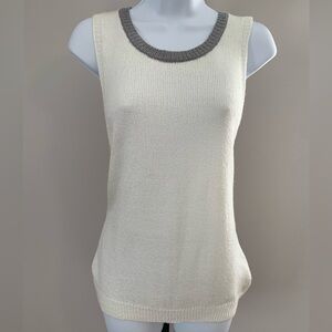 Blu Pepper Cream and Tan Knit Top with Gray Trim